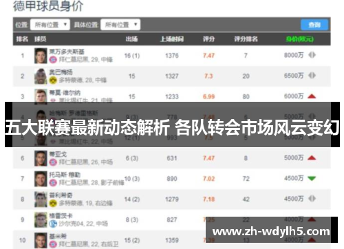 五大联赛最新动态解析 各队转会市场风云变幻